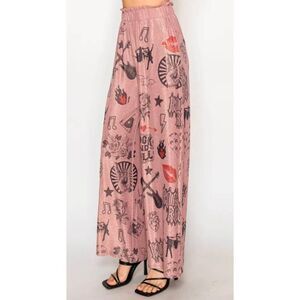 NWOT~Soft Shimmery Lurex Rose Pink Rock n Roll Inspired Palazzo Pants